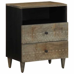 vidaXL sengebord 50x33x60 cm massivt mangotr&aelig; lysegr&aring;