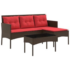 vidaXL Havesofa S&aelig;t 2 stk. Brun og R&oslash;d polyrattan