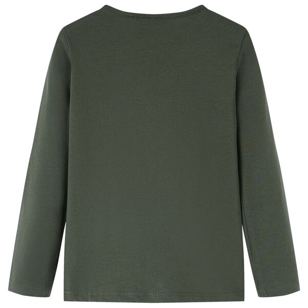 Langærmet T-shirt til børn str. 116 kakifarvet