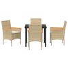 vidaXL Have Spisebordss&aelig;t 5 stk. Beige polyrattan