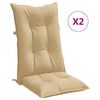 vidaXL stolehynder med h&oslash;j ryg 2 stk. 120x50x7 cm stof beige