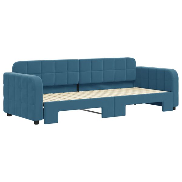 vidaXL daybed med udtr&aelig;k 80x200 cm velour bl&aring;
