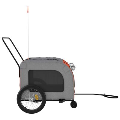 vidaXL cykeltrailer til kæledyr oxfordstof og jern orange og grå