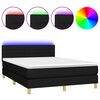 vidaXL kontinentalseng med LED-lys 140x190 cm stof sort
