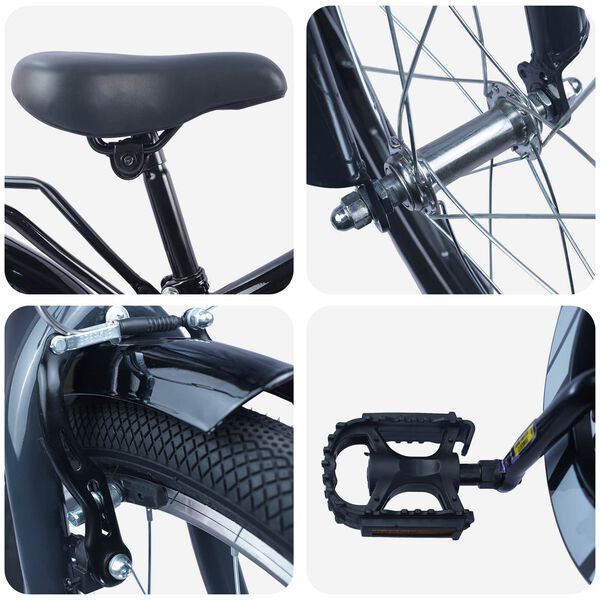 vidaXL B&oslash;rnecykel 18 tommer til 5-7 &aring;r gammel Sort