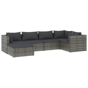 vidaXL lounges&aelig;t til haven 6 dele med hynder polyrattan gr&aring;