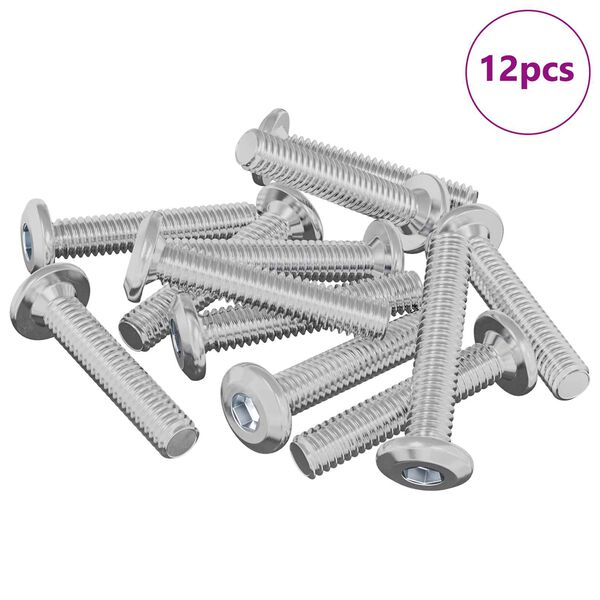 vidaXL Hovedl&aring;s Skrue 12 pcs S&oslash;lv M6 x 35 mm St&aring;l