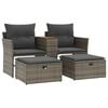 vidaXL 2-personers havesofa med skamler polyrattan gr&aring;