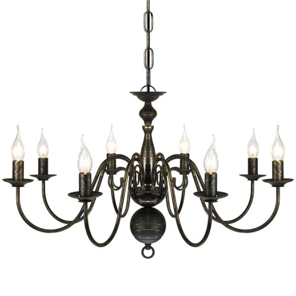 vidaXL lysekrone 8 x E14-pærer antiklook metal sort