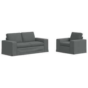 vidaXL Sofa S&aelig;t 2 pcs M&oslash;rkegr&aring; 182 x 80 x 82 cm Stof