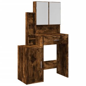 vidaXL makeupbord med skab 80x35x132 cm r&oslash;get egetr&aelig;sfarve