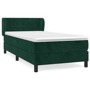 vidaXL kontinentalseng med madras 80x200 cm fl&oslash;jl m&oslash;rkegr&oslash;n