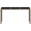vidaXL havebord med glastop 150x90x75 cm polyrattan lysegrå
