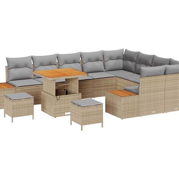 vidaXL Havesofa S&aelig;t 12 pcs Beige polyrattan