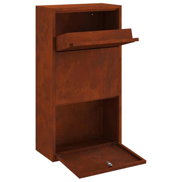 vidaXL Pakke drop boks med d&oslash;r Rusten 44 x 22 x 82 cm Cortenst&aring;l