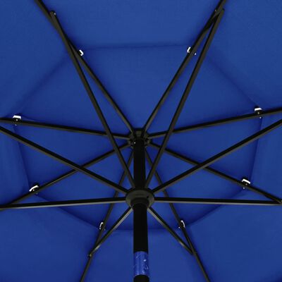 vidaXL parasol med aluminiumsstang 3 niveauer 3,5 m azurblå
