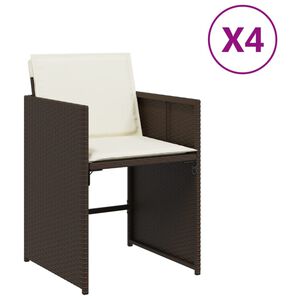 vidaXL havestole 4 stk. med hynder polyrattan brun