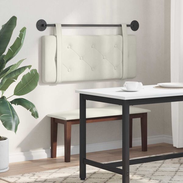 vidaXL H&aelig;ngende Hovedgavl V&aelig;gmonteret Creme 110 x 55 x 5 cm Fl&oslash;jl