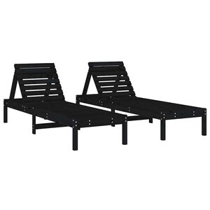 vidaXL liggestole 2 stk. 199,5x60x74 cm massivt fyrretr&aelig; sort
