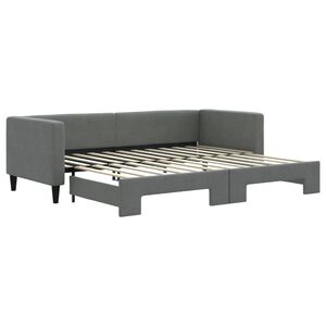vidaXL daybed med udtr&aelig;k 80x200 cm stof m&oslash;rkegr&aring;