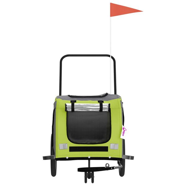 vidaXL cykeltrailer til k&aelig;ledyr oxfordstof og jern gr&oslash;n og gr&aring;