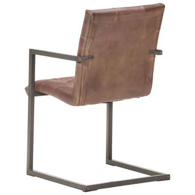 vidaXL spisebordsstole 2 stk. med cantilever-design ægte læder brun