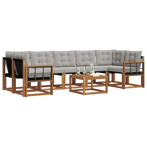 vidaXL Udend&oslash;rs sofagruppe med pude 8 pcs Naturlig og Lys Gr&aring;