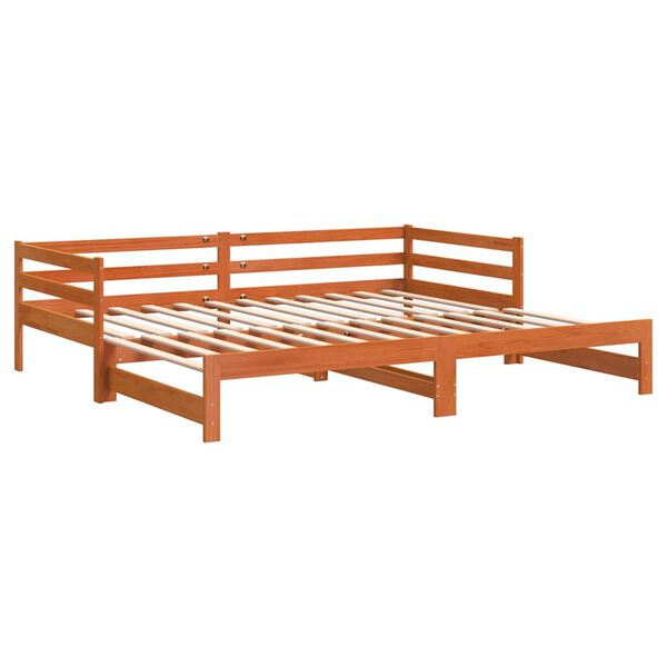 vidaXL daybed med udtr&aelig;k 80x200 cm massivt fyrretr&aelig; gyldenbrun