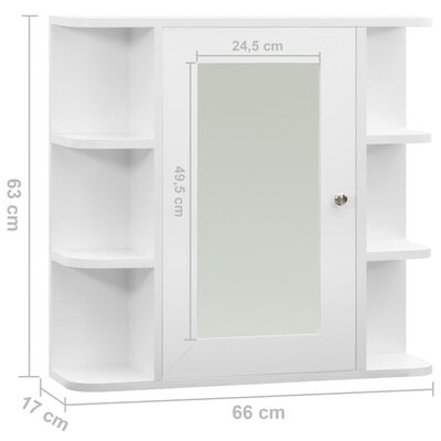 vidaXL badeværelsesskab med spejl 66x17x63 cm MDF hvid
