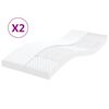 vidaXL skummadrasser 2 stk. 80x200 cm 7 zoner h&aring;rdhed 20 ILD hvid