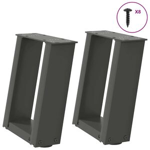 vidaXL sofabordsben U-formet 2 stk. antracit 30x(30-31) cm st&aring;l