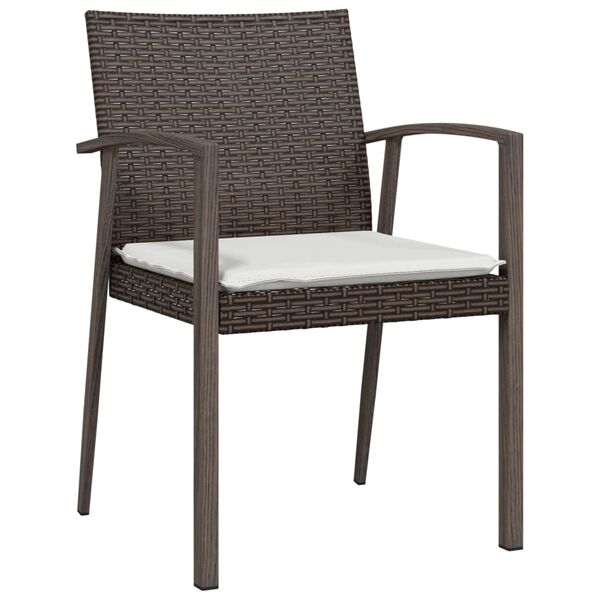 vidaXL havestole med hynder 6 stk. 56,5x57x83 cm polyrattan brun