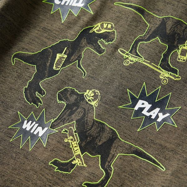 Lang&aelig;rmet T-shirt til b&oslash;rn str. 116 kakimeleret