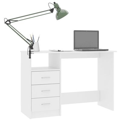 vidaXL skrivebord med skuffer 110x50x76 cm spånplade hvid