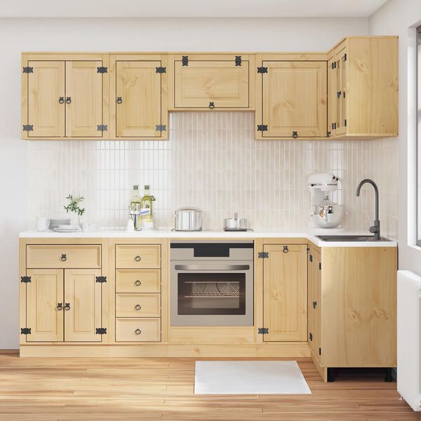 vidaXL Kabinet med skuffe med hylde 10 pcs Honning Massiv fyrretr&aelig;