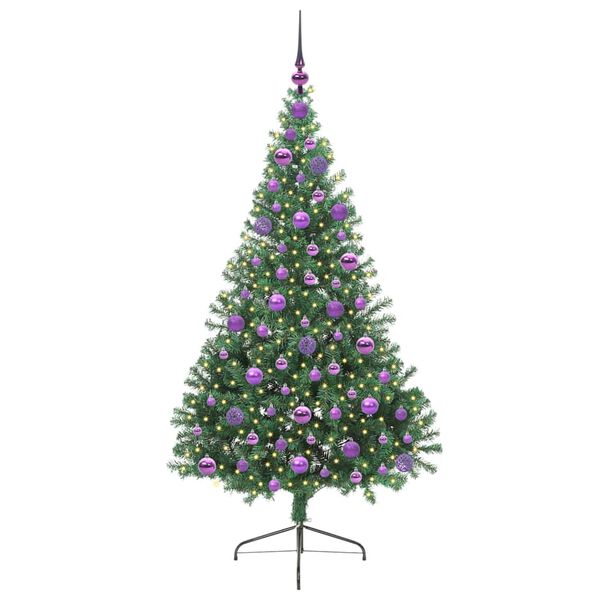 vidaXL Kunstig Forbelyst Juletr&aelig; med 300 LED'er Gr&oslash;n 180 cm PVC