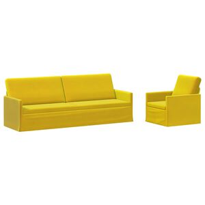vidaXL Sofa S&aelig;t 2 pcs Gul Velour (V)