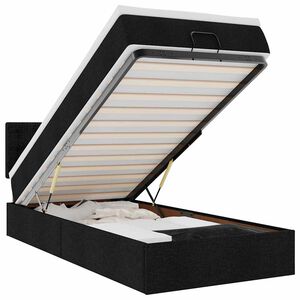vidaXL ottoman seng med madras & LEDs 80x200 cm stof sort