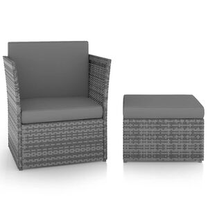 vidaXL havestol med fodskammel polyrattan antracitgr&aring;
