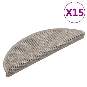 vidaXL selvkl&aelig;bende trappem&aring;tter 15 stk. 56x17x3 cm sisal-look s&oslash;lv