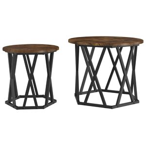 vidaXL Sidebord 2 pcs R&oslash;get eg Ingeni&oslash;rtr&aelig; og st&aring;l