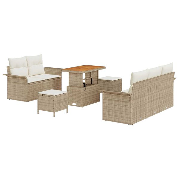 vidaXL Havesofa Sæt 8 pcs Beige polyrattan