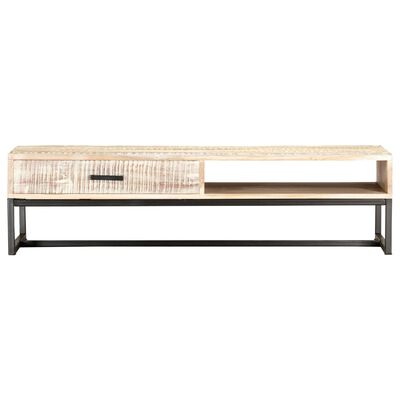 vidaXL sofabord 117 x 50 x 30 cm massivt akacietræ hvid