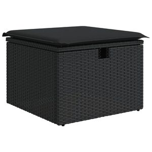 vidaXL haveskammel med hynde 55x55x37 cm polyrattan sort