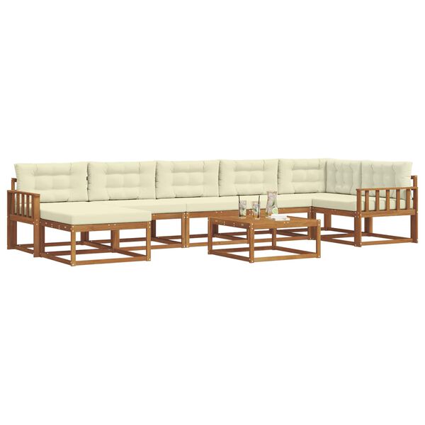 vidaXL Udend&oslash;rs sofagruppe med pude 8 pcs Naturlig og Fl&oslash;de