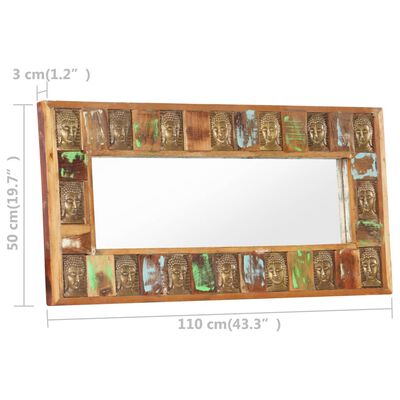vidaXL spejl med buddha-billeder 110x50 cm massivt genbrugstræ