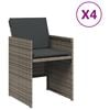vidaXL havestole med hynder 4 stk. polyrattan gr&aring;