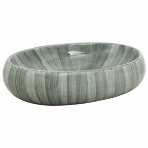 vidaXL h&aring;ndvask til bordplade 59x40x15 cm oval keramik gr&oslash;n