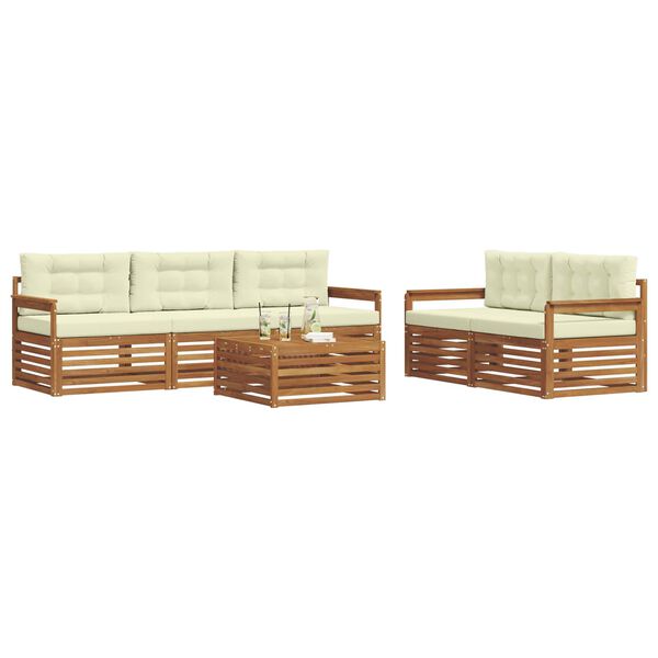 vidaXL Udend&oslash;rs sofagruppe med pude 6 pcs Naturlig og Fl&oslash;de