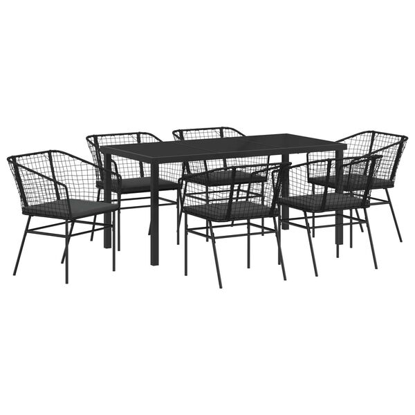vidaXL Have Spisebordss&aelig;t 7 pcs Sort polyrattan